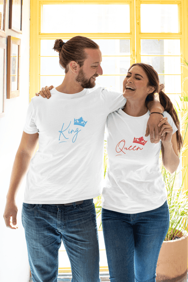 Couple T-Shirt | Matching Love Tees | Regular Fit White | Pack of 2