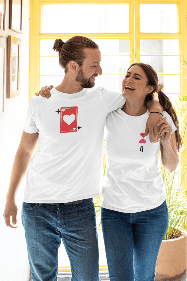 Couple T-Shirt | Matching Love Tees | Regular Fit White | Pack of 2