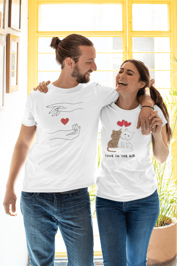 Couple T-Shirt | Matching Love Tees | Regular Fit White | Pack of 2