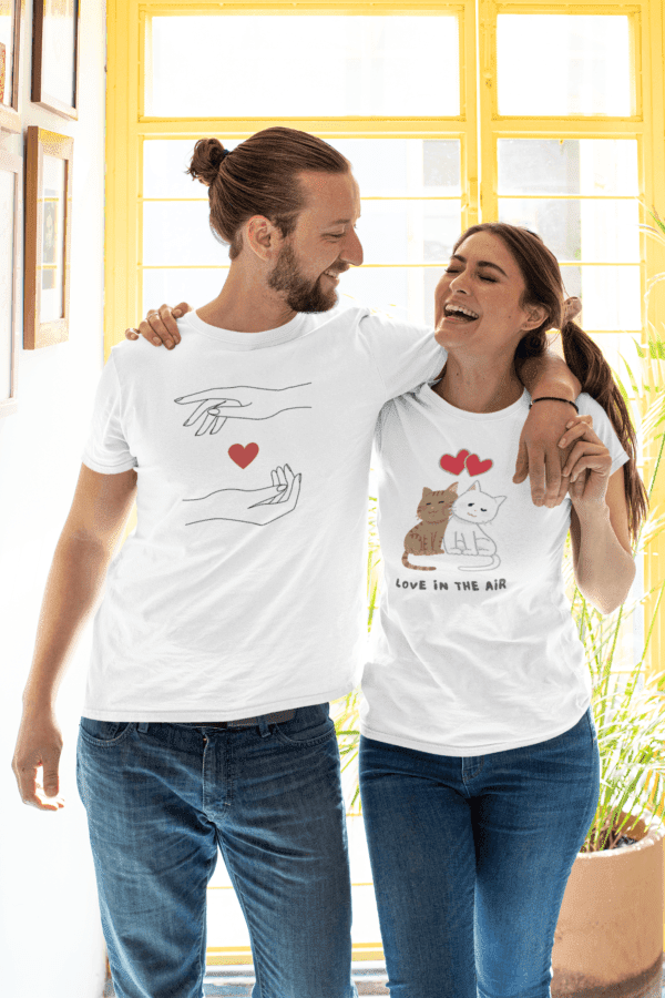 Couple T-Shirt | Matching Love Tees | Regular Fit White | Pack of 2