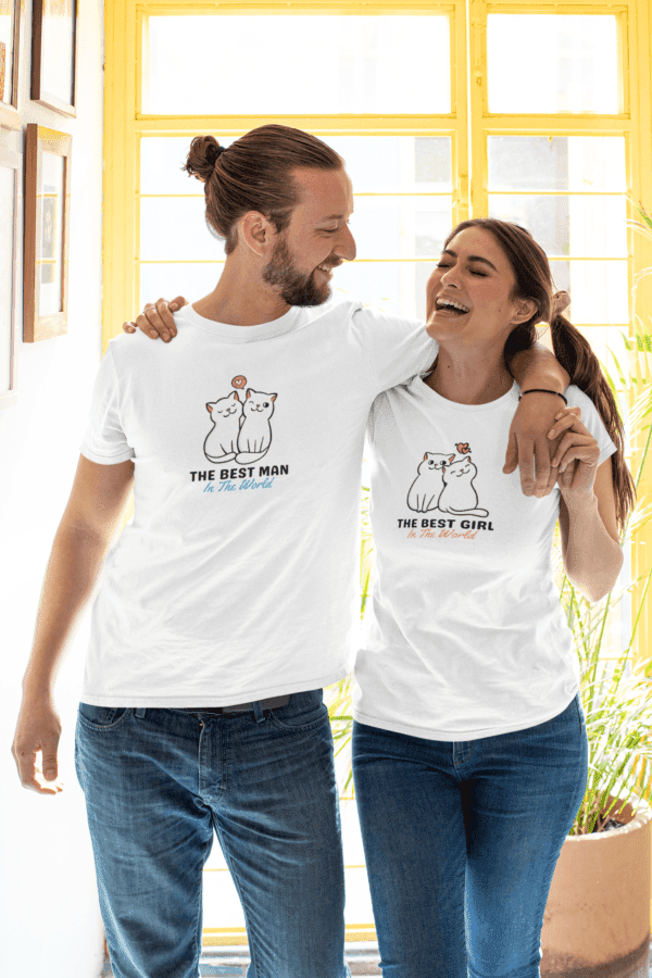 Couple T-Shirt | Matching Love Tees | Regular Fit White | Pack of 2