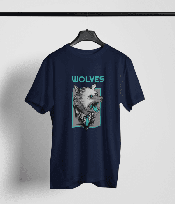 Premium Cotton Printed Unisex Navy Blue T-Shirt Wolves