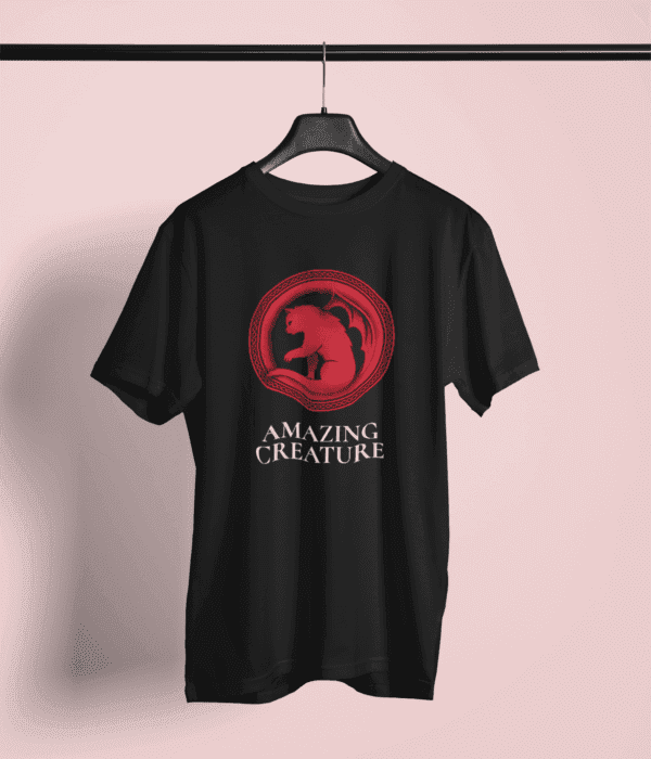 Premium Cotton Printed Unisex Black T-Shirt Game Of Thrones Creature