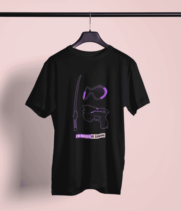 Premium Cotton Printed Unisex Black T-Shirt Gaming