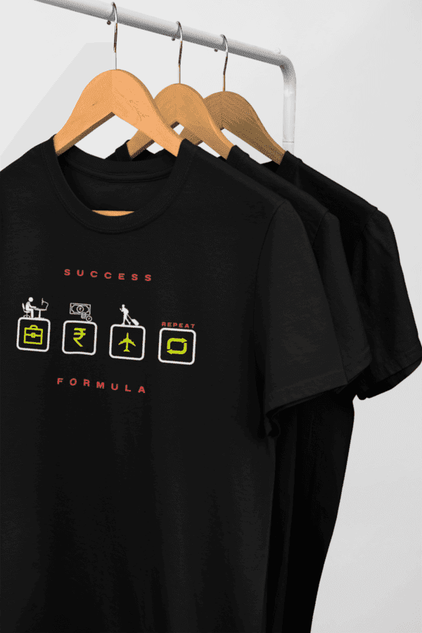 Pure Cotton Printed Unisex Black T-Shirt | Success Formula