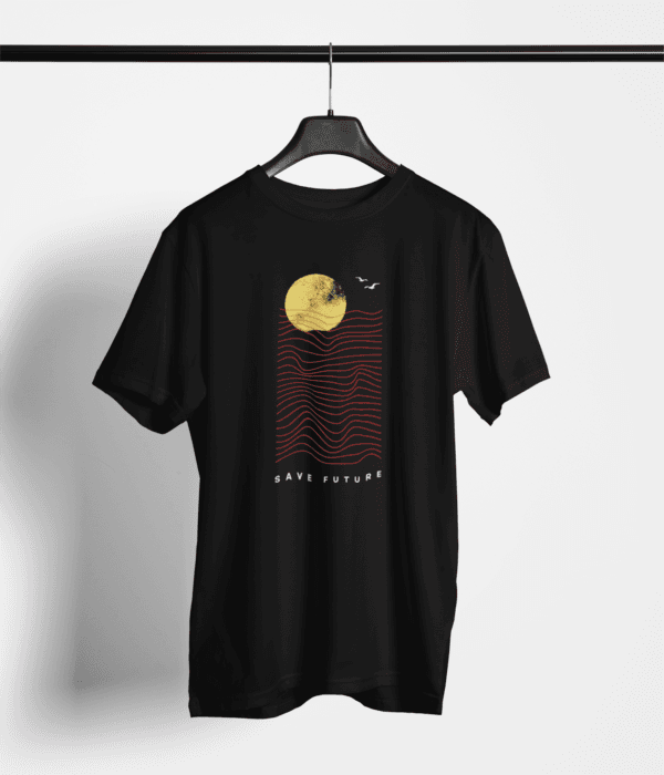 Pure Cotton Printed Unisex Black T-Shirt | Save Future