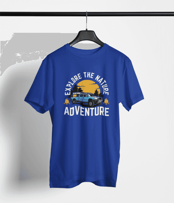 Pure Cotton Printed Unisex Blue T-Shirt | Adventure