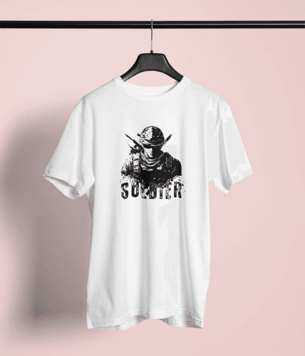 Pure Cotton Printed Unisex White T-Shirt | Soldier