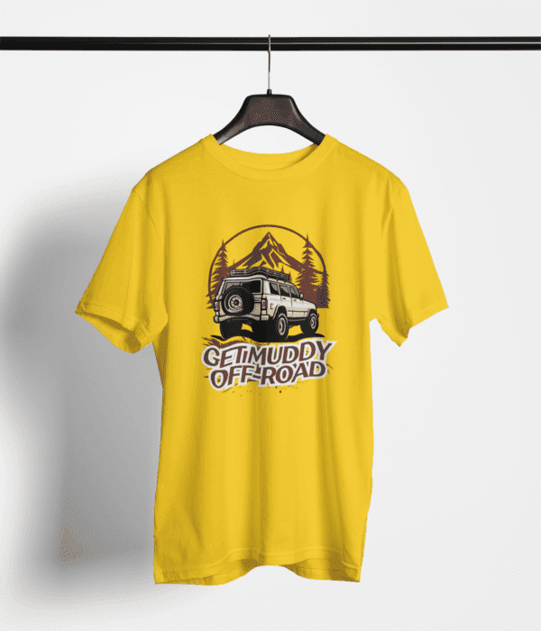 Pure Cotton Printed Unisex Yellow T-Shirt | Off Road