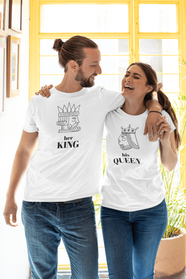 Couple T-Shirt | Matching Love Tees | Regular Fit White | Pack of 2