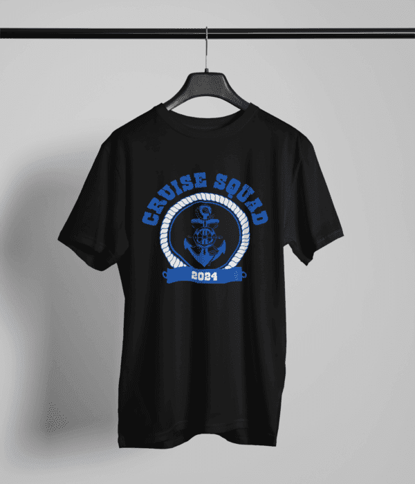 Pure Cotton Printed Unisex Black T-Shirt | Navy Cruise