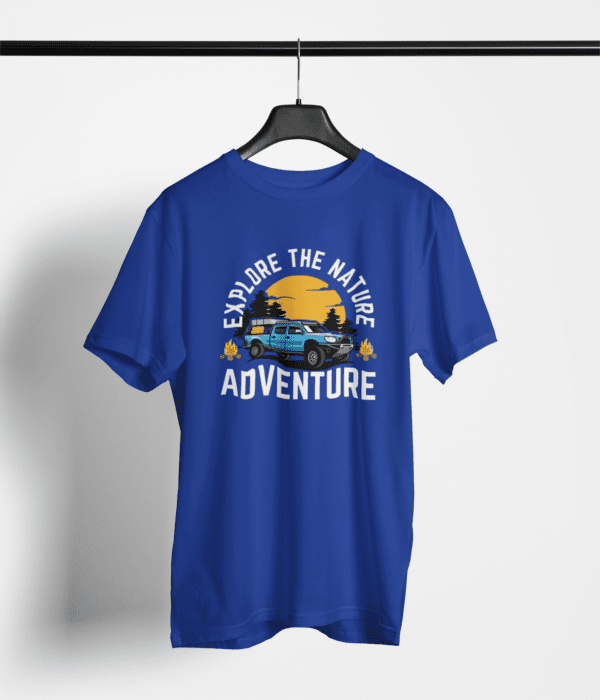 Pure Cotton Printed Unisex Blue T-Shirt | Adventure