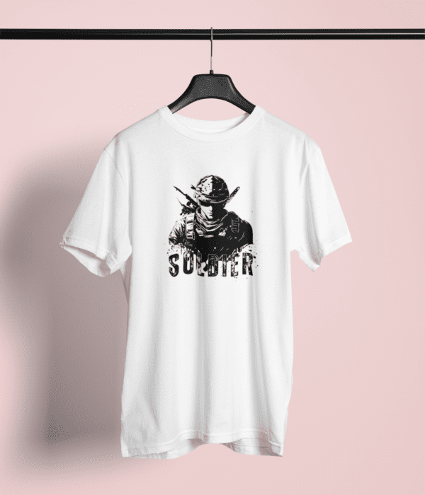 Pure Cotton Printed Unisex White T-Shirt | Soldier