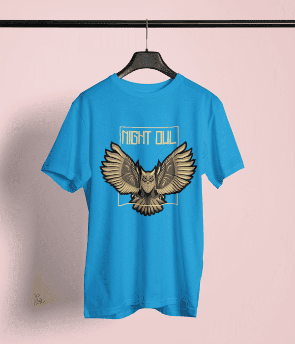Premium Cotton Printed Unisex Blue T-Shirt Night Owl
