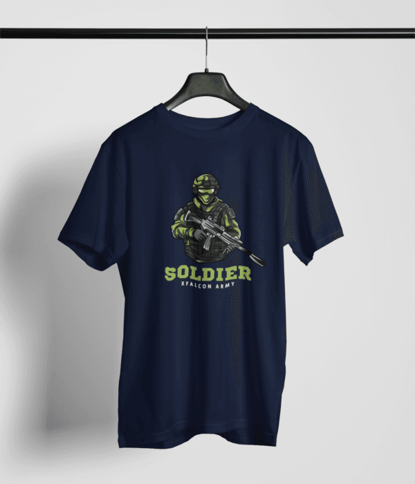 Premium Cotton Printed Unisex Navy Blue T-Shirt Soldier