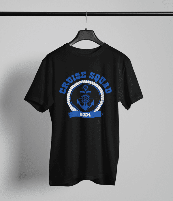 Pure Cotton Printed Unisex Black T-Shirt | Navy Cruise