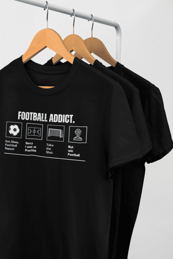 Pure Cotton Printed Unisex Black T-Shirt | Football