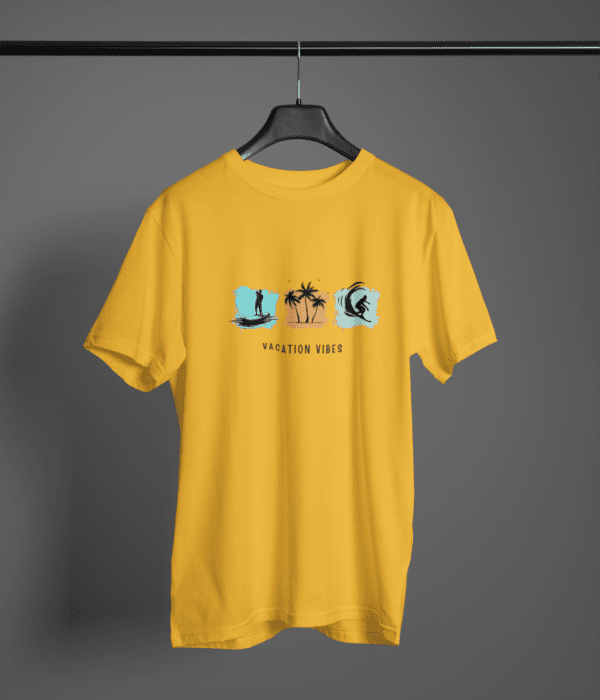 Pure Cotton Printed Unisex Yellow T-Shirt | Vacation Vibes