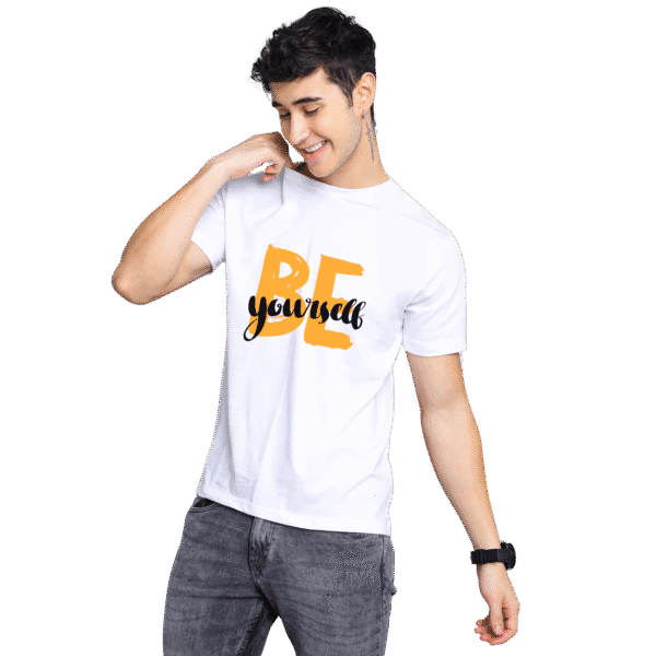 White Printed T-Shirt | Be Urself