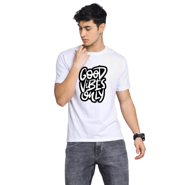 White Printed T-Shirt | Good Vibes