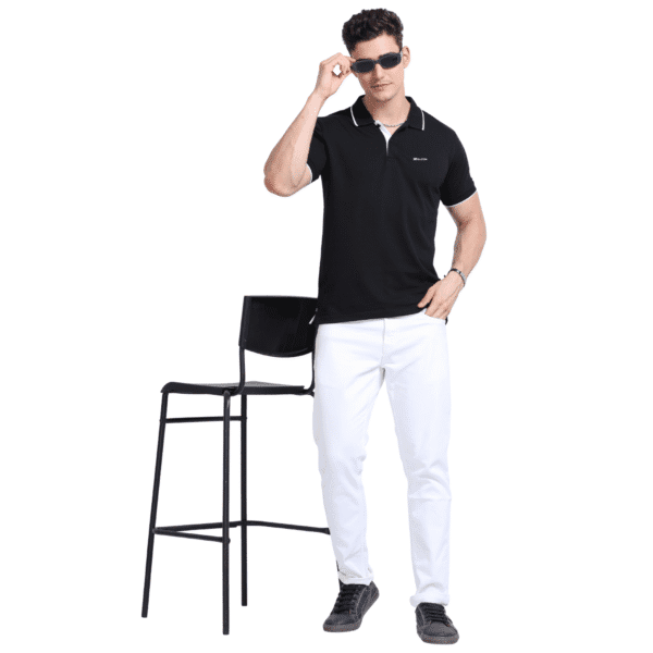 Mens Cotton Blend polo T-shirt Black
