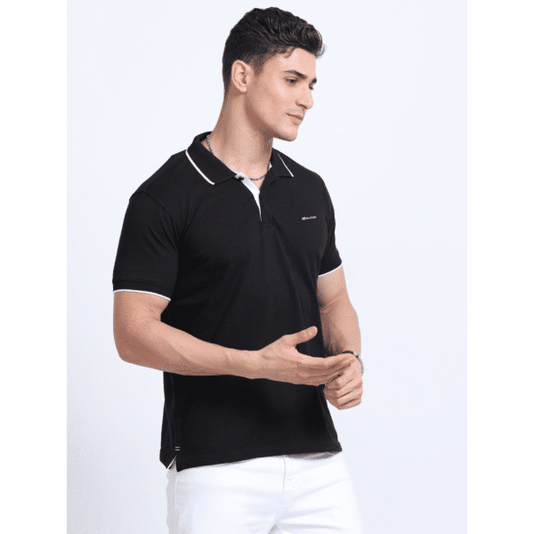 Mens Cotton Blend polo T-shirt Black