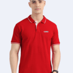 XFALCON Red Organic Cotton Polo T-Shirt with White Tipping