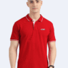 XFALCON Red Organic Cotton Polo T-Shirt with White Tipping