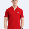 XFALCON Red Organic Cotton Polo T-Shirt with White Tipping