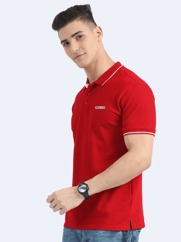 Men’s 270 GSM Red Polo T-Shirt by XFALCON – Organic and Durable