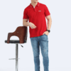 Red Polo T-Shirt for Men with Contrast White Collar and Sleeve Tipping